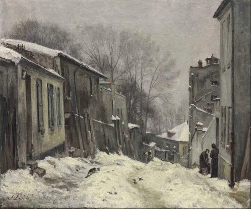 Montmartre, rue du Mont - Cenis, effetto neve